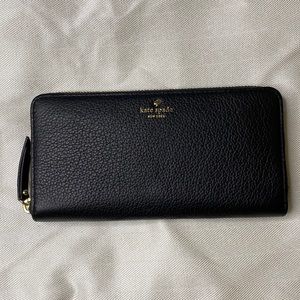 Black Kate Spade wallet with gold detailing